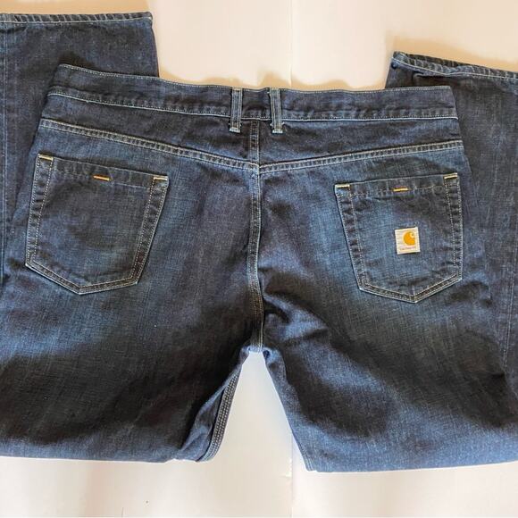 Carhartt Mens Jeans SZ 42/30 Blue Slim Straight Heavyweight Work Casual Wear - Picture 6 of 9